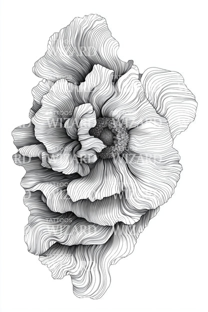 牡丹阴影流动纹身插图