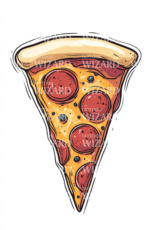 Idea tatuaggio fetta di pizza pepperoni