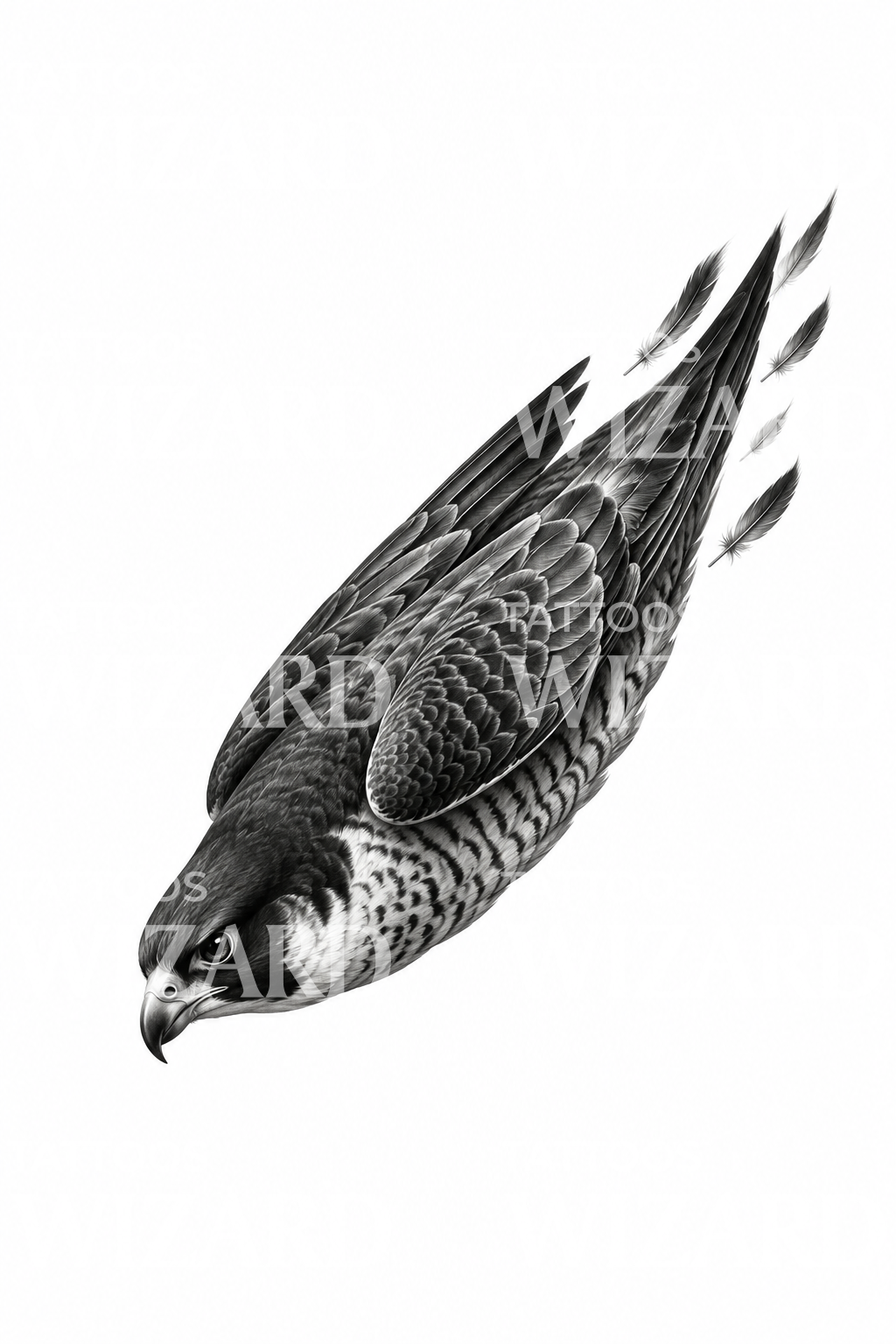 Peregrine Falcon Dive Tattoo Illustration