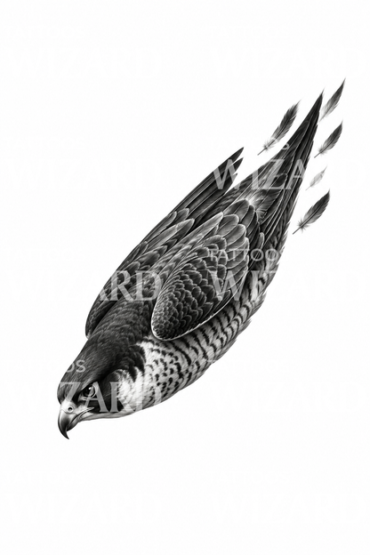 Peregrine Falcon Dive Tattoo Illustration
