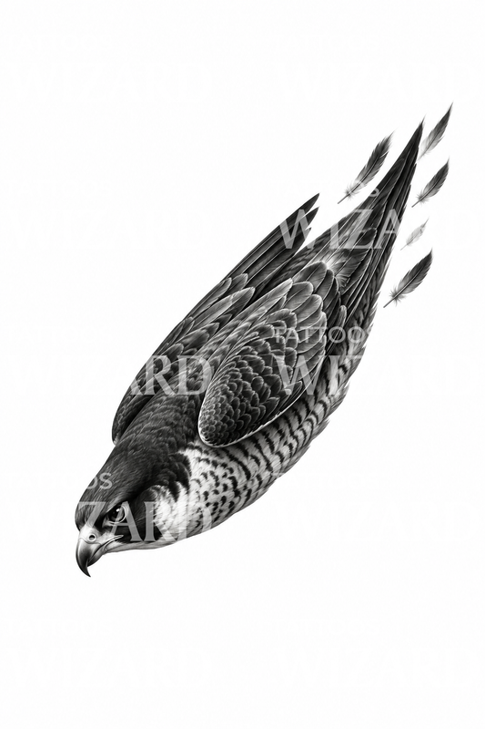Peregrine Falcon Dive Tattoo Illustration