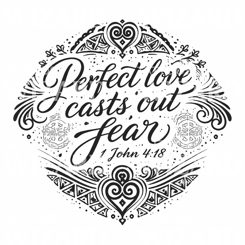 Perfect Love Scripture Tattoo Design