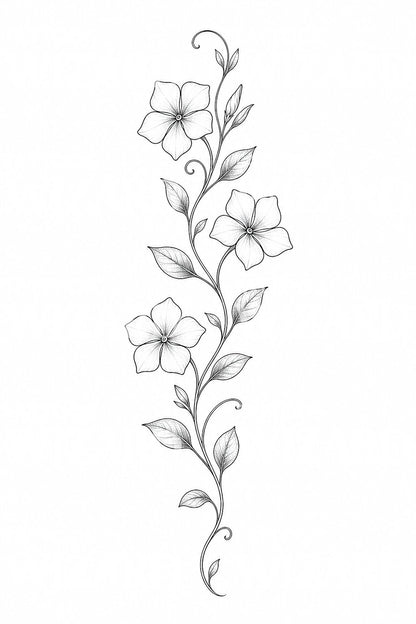 Motif de tatouage liane de pervenche