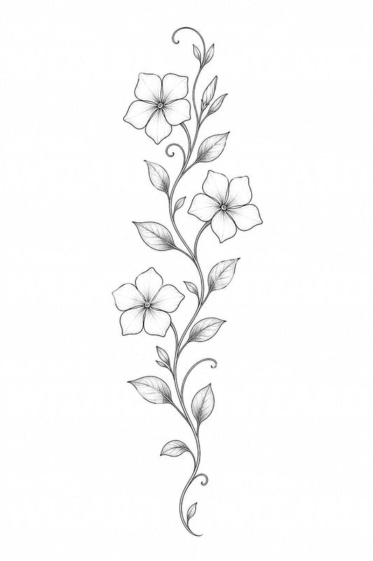 Motif de tatouage liane de pervenche
