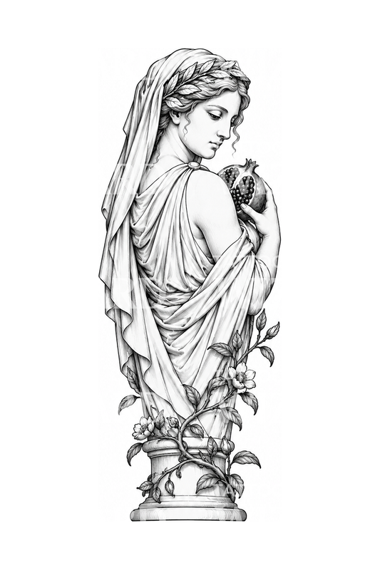 Persephone Marble Statue Sketch Tattoo