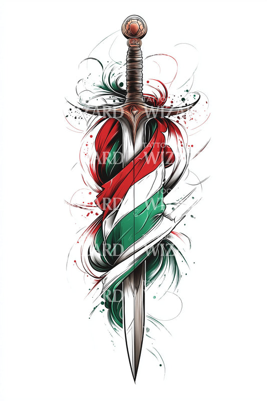 Persian Blade Embrace Tattoo Design