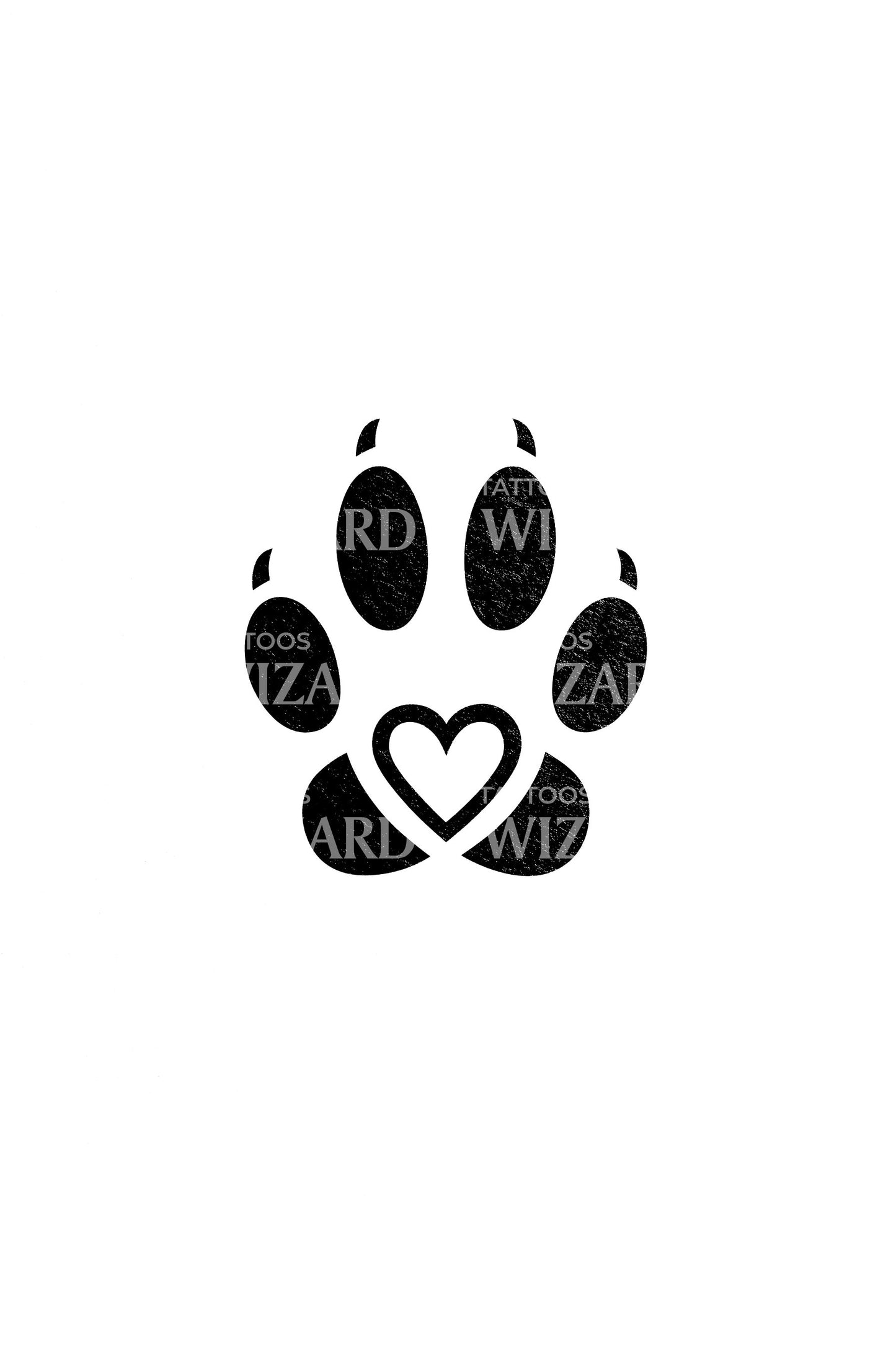 Pet Paw Heart Tattoo Design