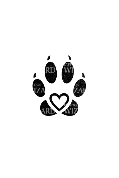 Pet Paw Heart Tattoo Design