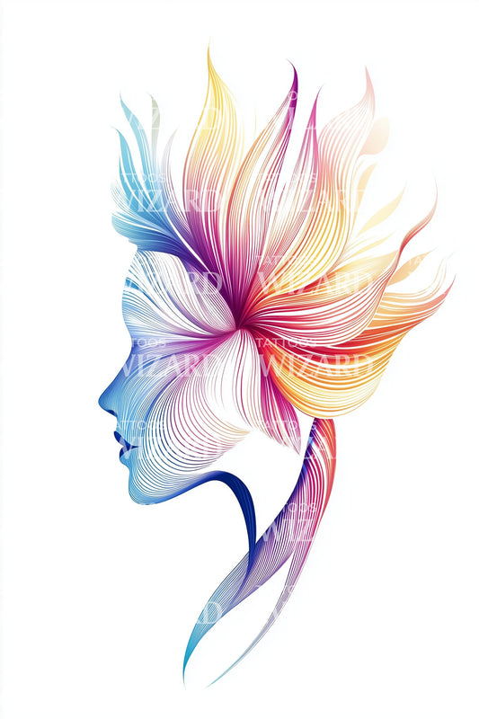 Design Tatuaggio Silhouette Capelli a Petalo