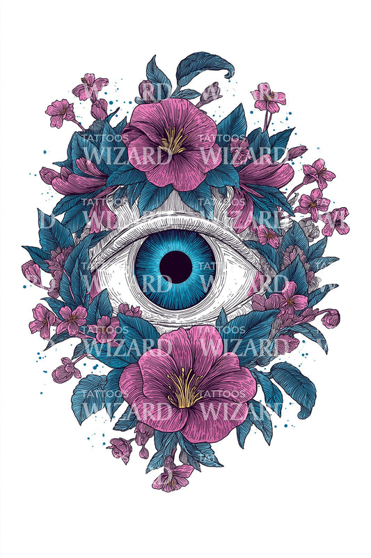 Petal Halo Eye Tattoo Design