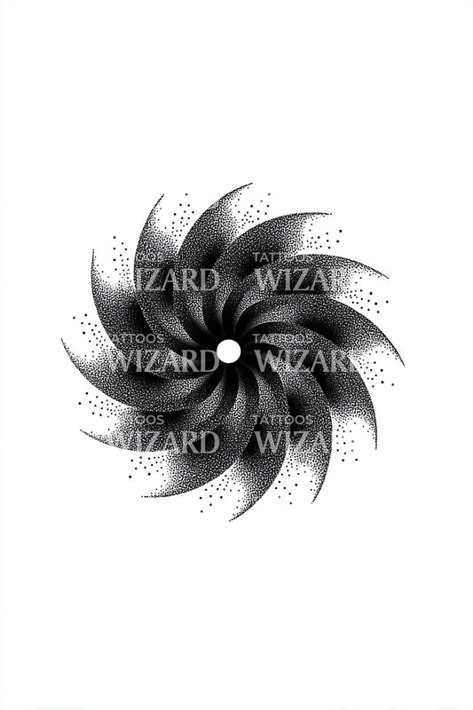 Petal Swirl Pinwheel Tattoo Design