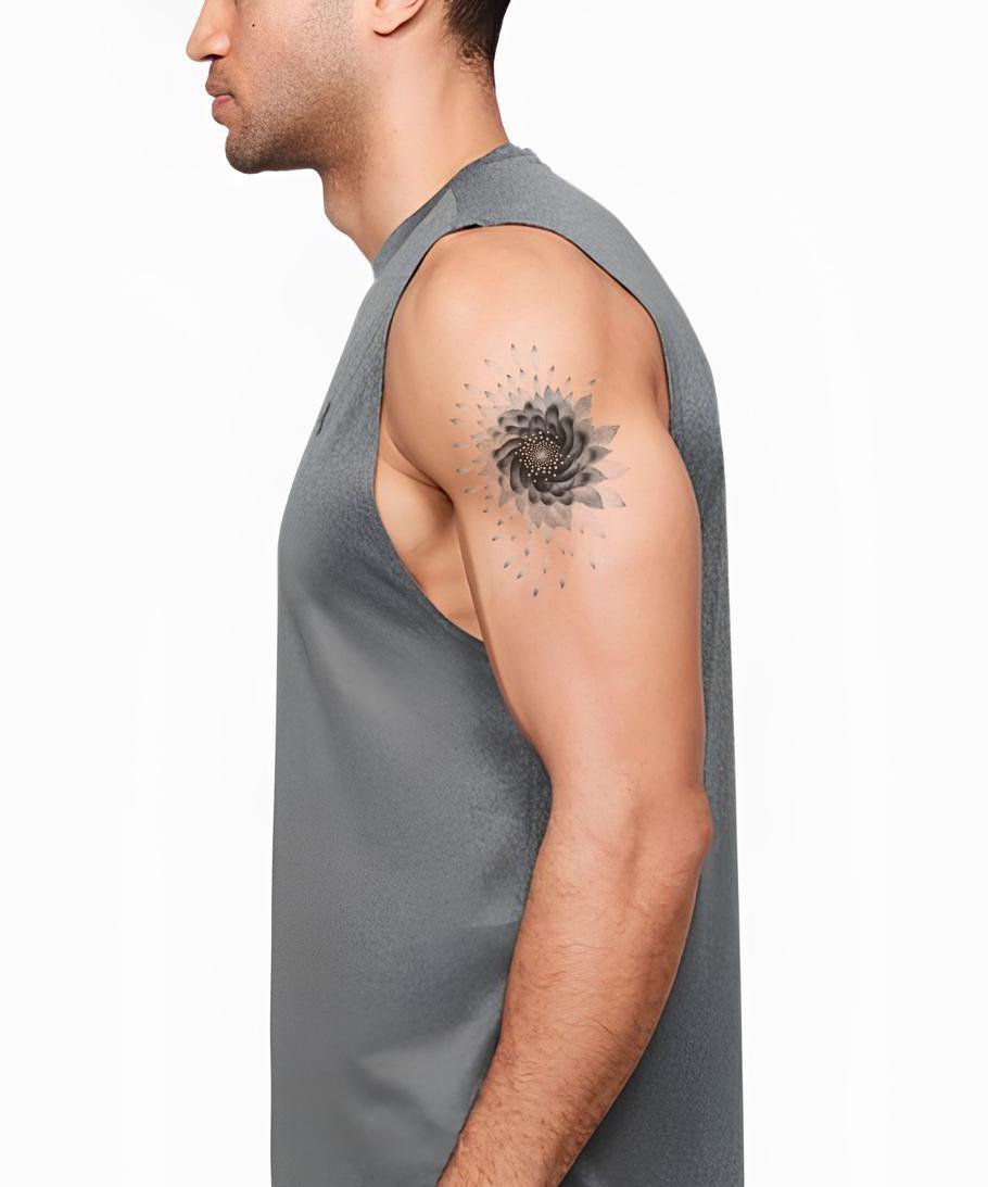 Strålande kronbladsvortex tatuering design