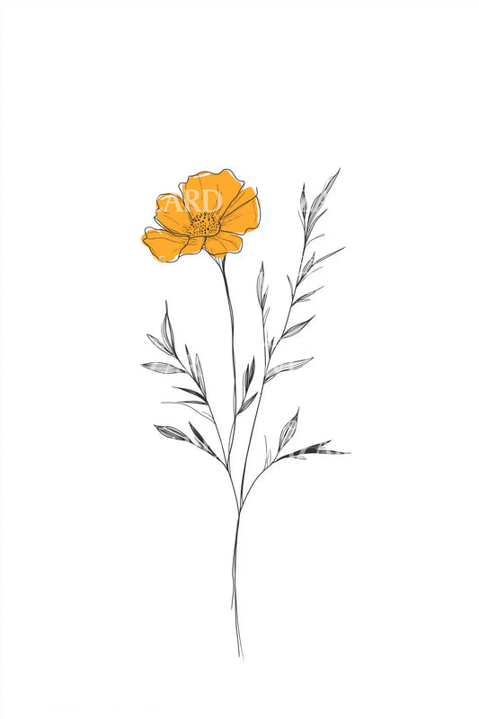 Piccolo disegno tatuaggio bocciolo di calendula