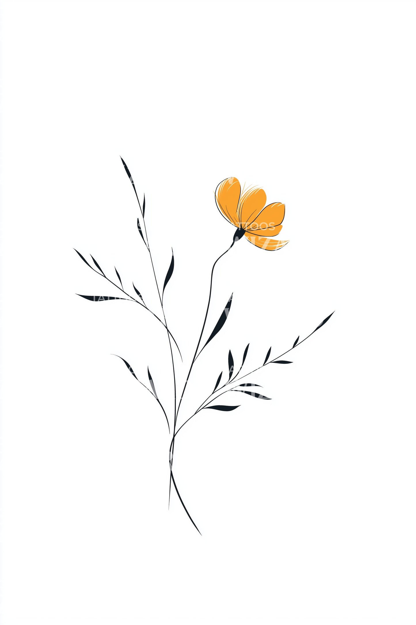Petite Poppy Sprig Tattoo Design