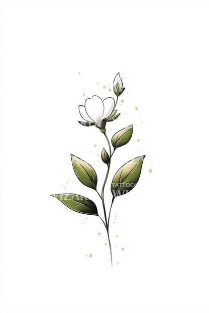 Design de Tatuagem Pequena de Ponto em Caule