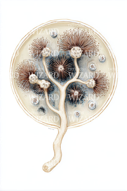 Petri Dish Mycelium Tattoo Illustration