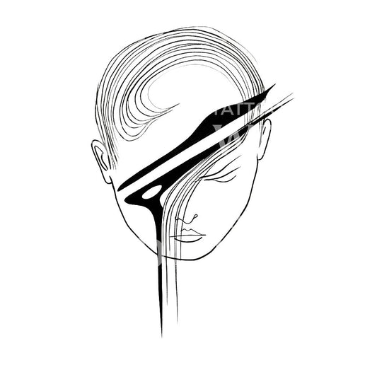 Dripping Ink Minimalist Portrait Tattoo Design