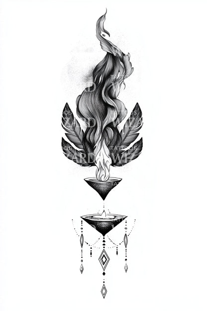 Phoenix Chalice Flame Tattoo Design