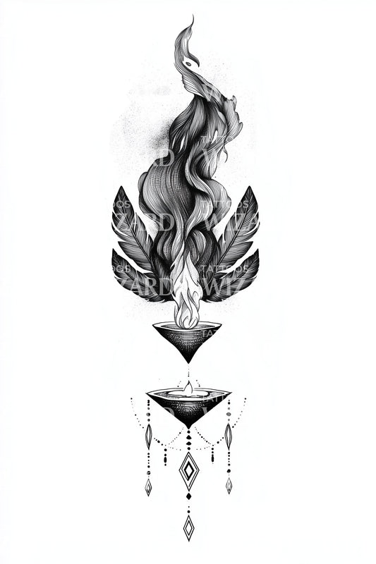 Phoenix Chalice Flame Tattoo Design