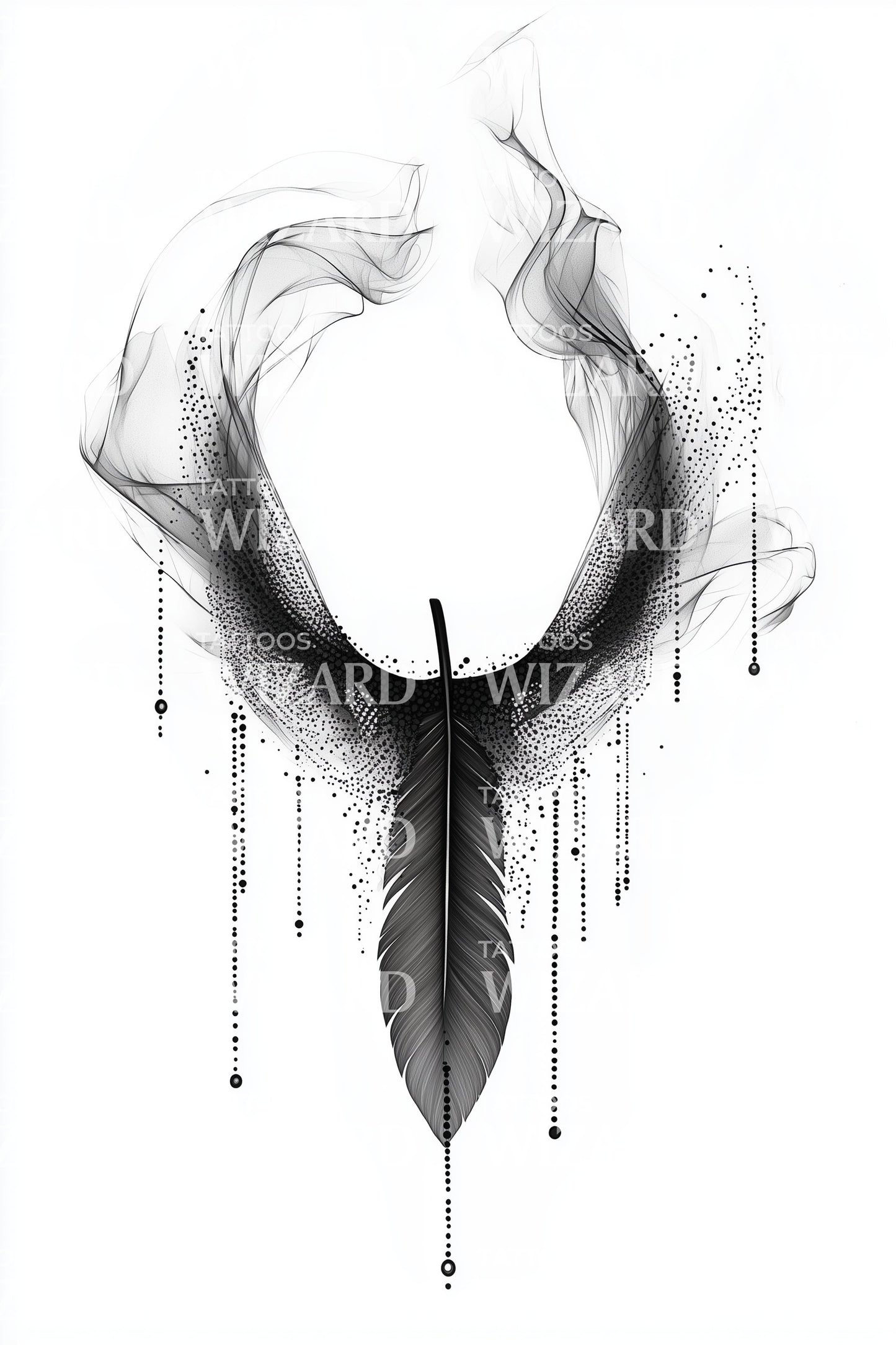 Phoenix Feather Rising Tattoo Illustration