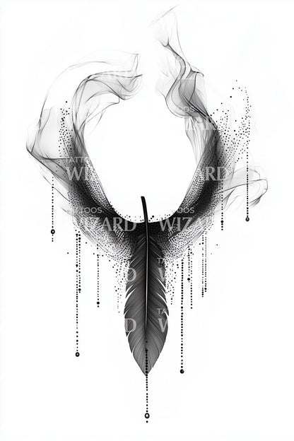 Phoenix Feather Rising Tattoo Illustration
