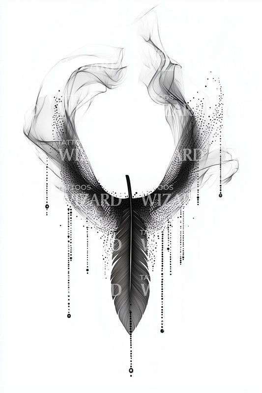 Phoenix Feather Rising Tattoo Illustration