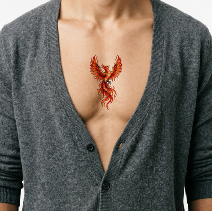 Flaming Phoenix Red Wash Sketch Tattoo