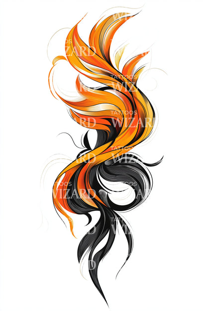 Phoenix Flame Curl Tattoo Design