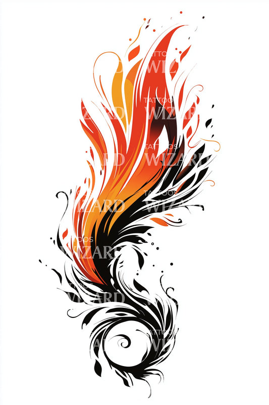Design Tatuaggio Spirale Fiamma Fenice