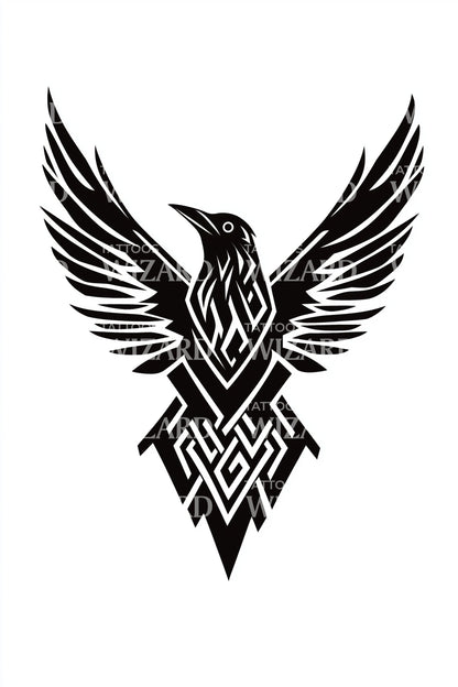 Design Tatuaggio Emblema Fenice che Rinasce