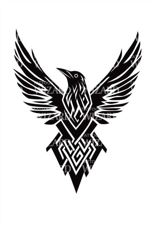 Design Tatuaggio Emblema Fenice che Rinasce