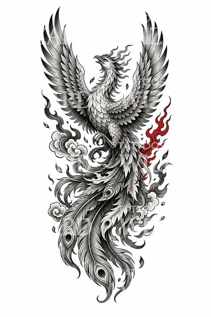 Opstigende Føniks Tattoo Design