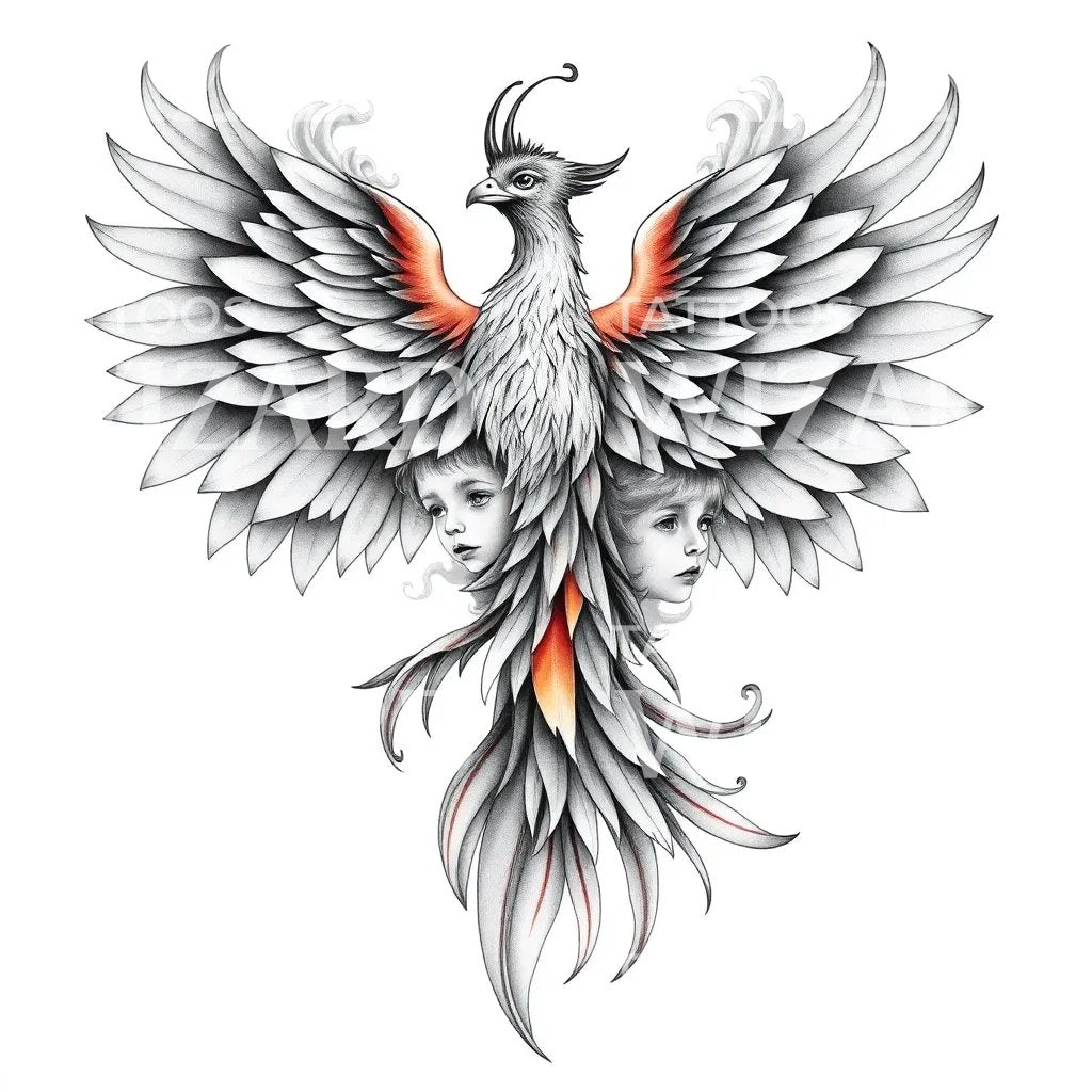 Phoenix Twins Tattoo Illustration