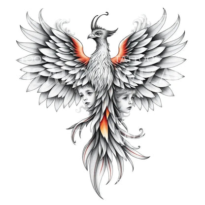 Phoenix Twins Tattoo Illustration