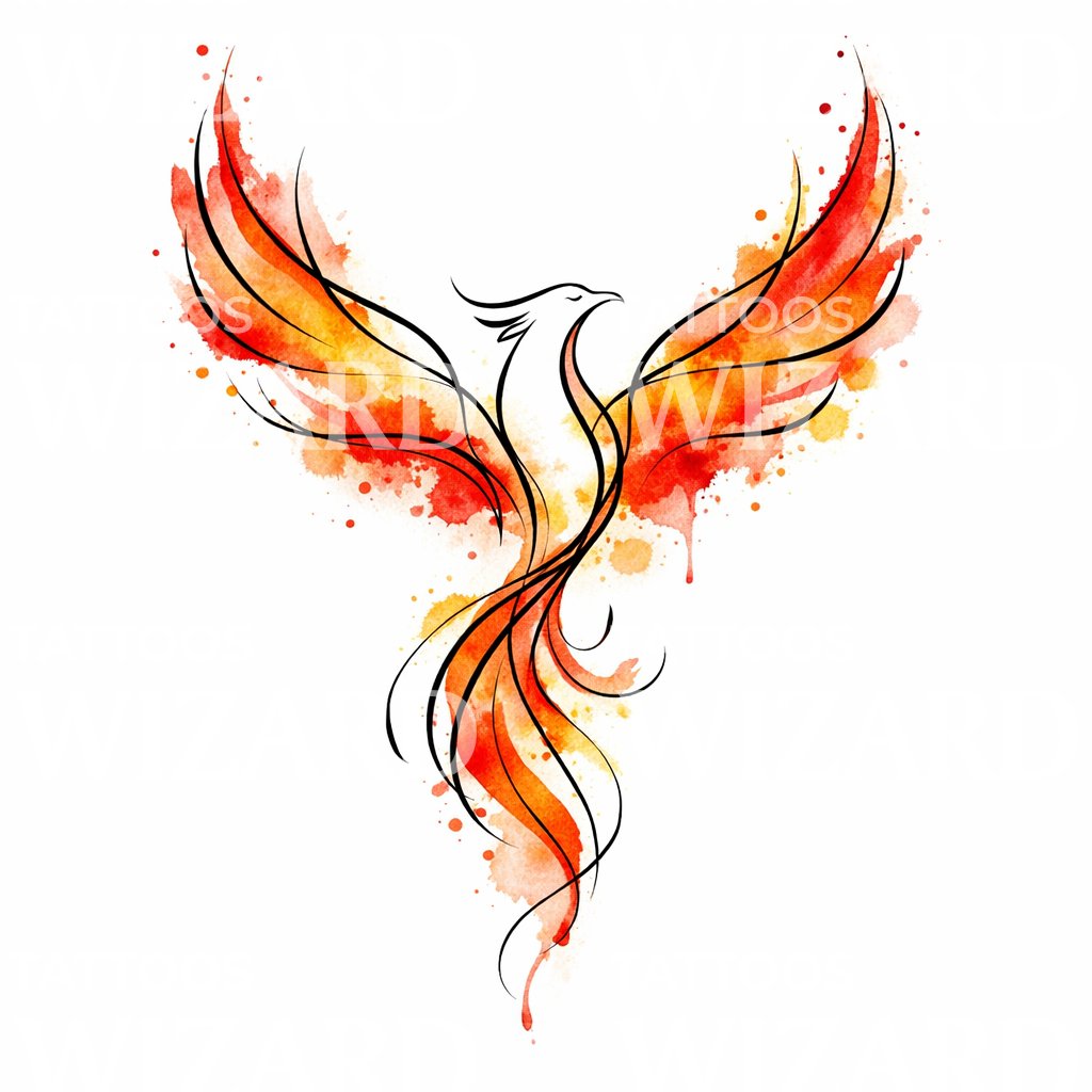 Phoenix Watercolor Tattoo Design