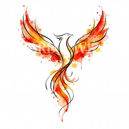 Phoenix Watercolor Tattoo Design