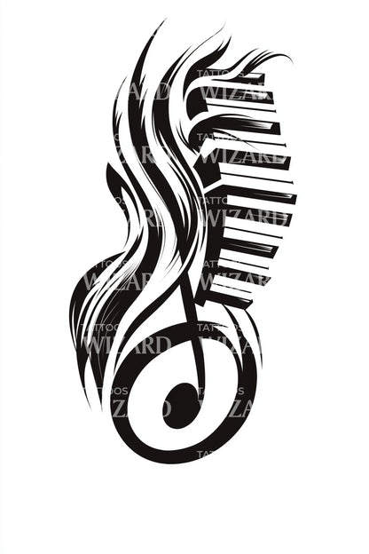 Piano Treble Clef Tattoo Illustration