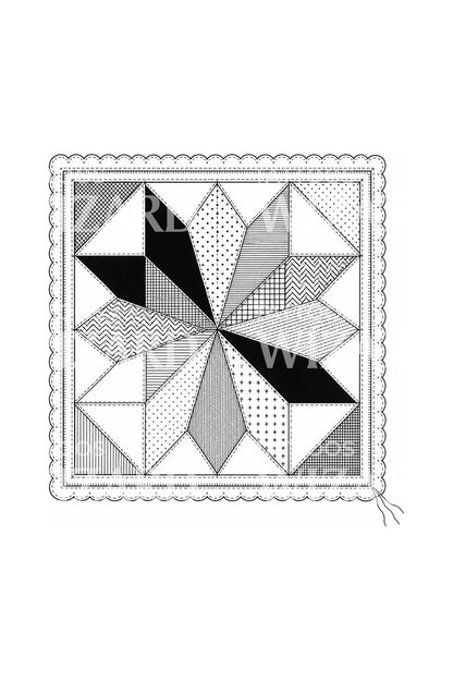Pieced Quilt Star Block Tattoo Design