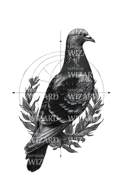 Pigeon Laurel Tattoo Idea