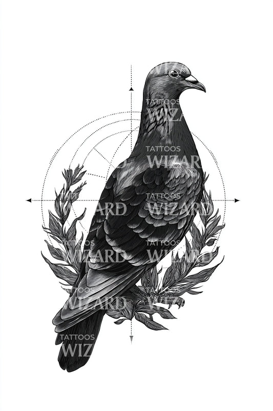 Pigeon Laurel Tattoo Idea