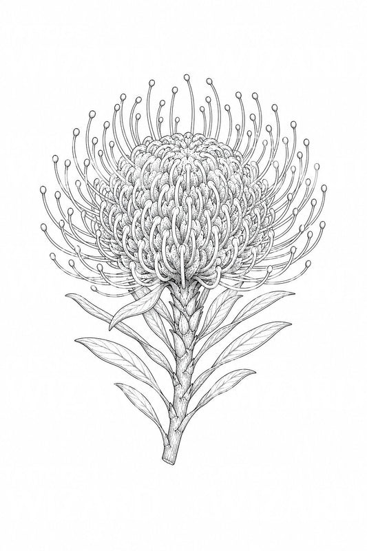 Idea de tatuaje de flor de protea acerico