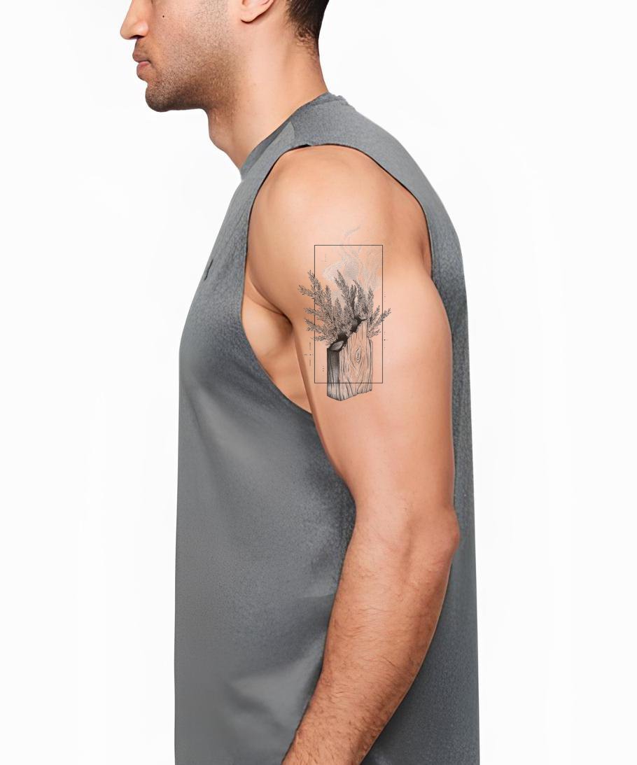 Smoking Winter Pine Arrangement Tattoo Design