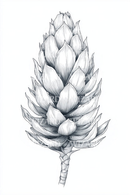 Pine Cone Bud Tattoo Design