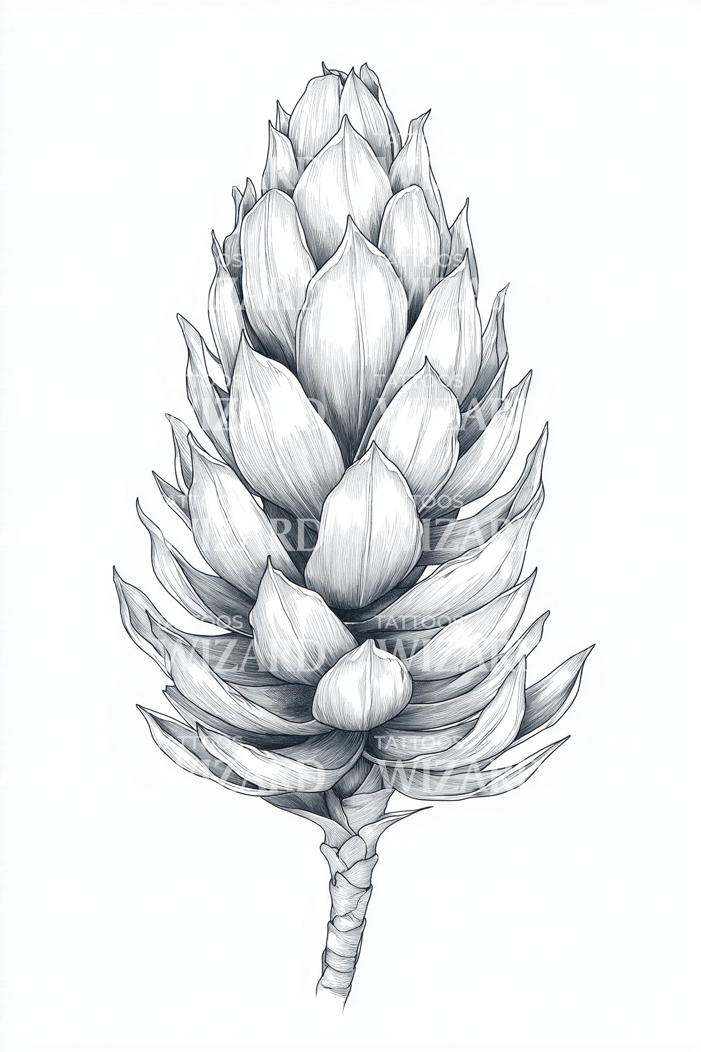 Pine Cone Bud Tattoo Design