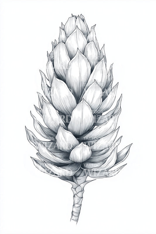Pine Cone Bud Tattoo Design