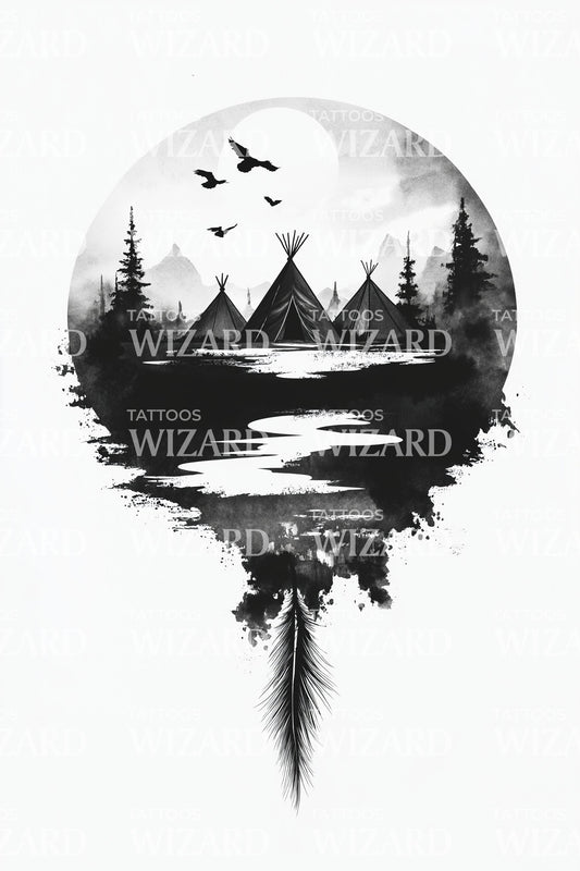 Pine Lake Reflection Tattoo Idea