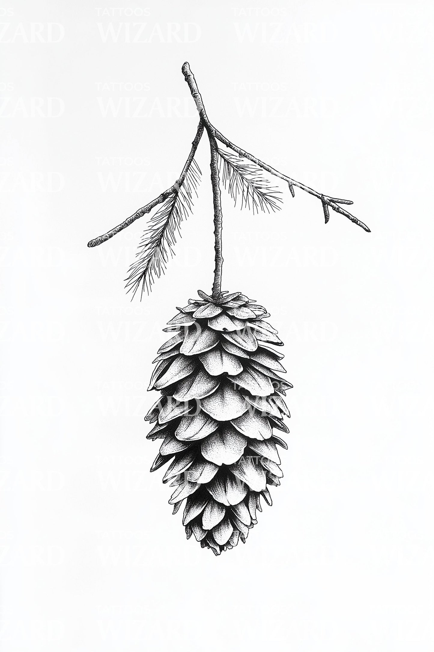Pinecone Woodland Seed Tattoo Illustration