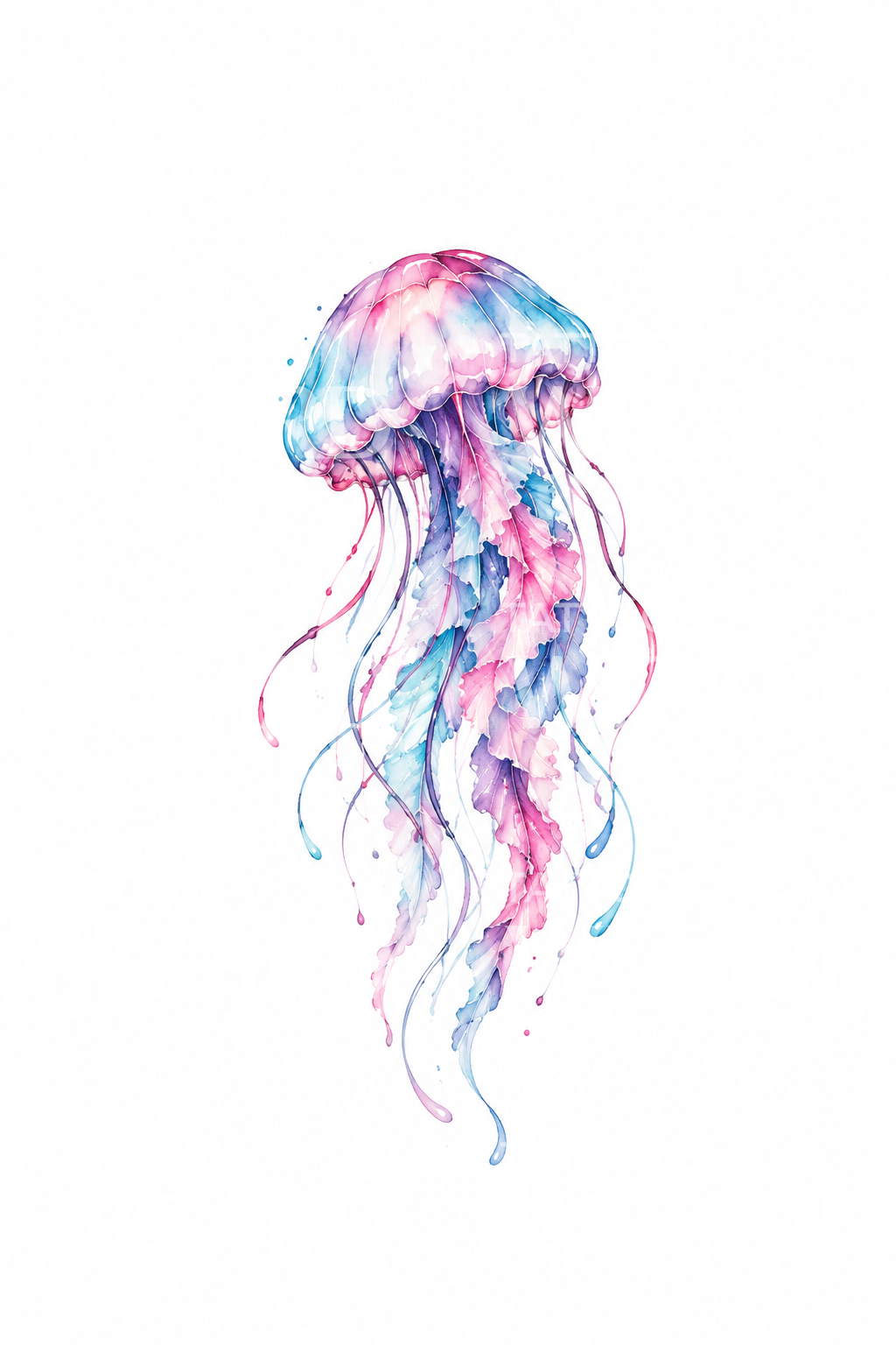 Pink and Blue Jellyfish Watercolor Tattoo Idea