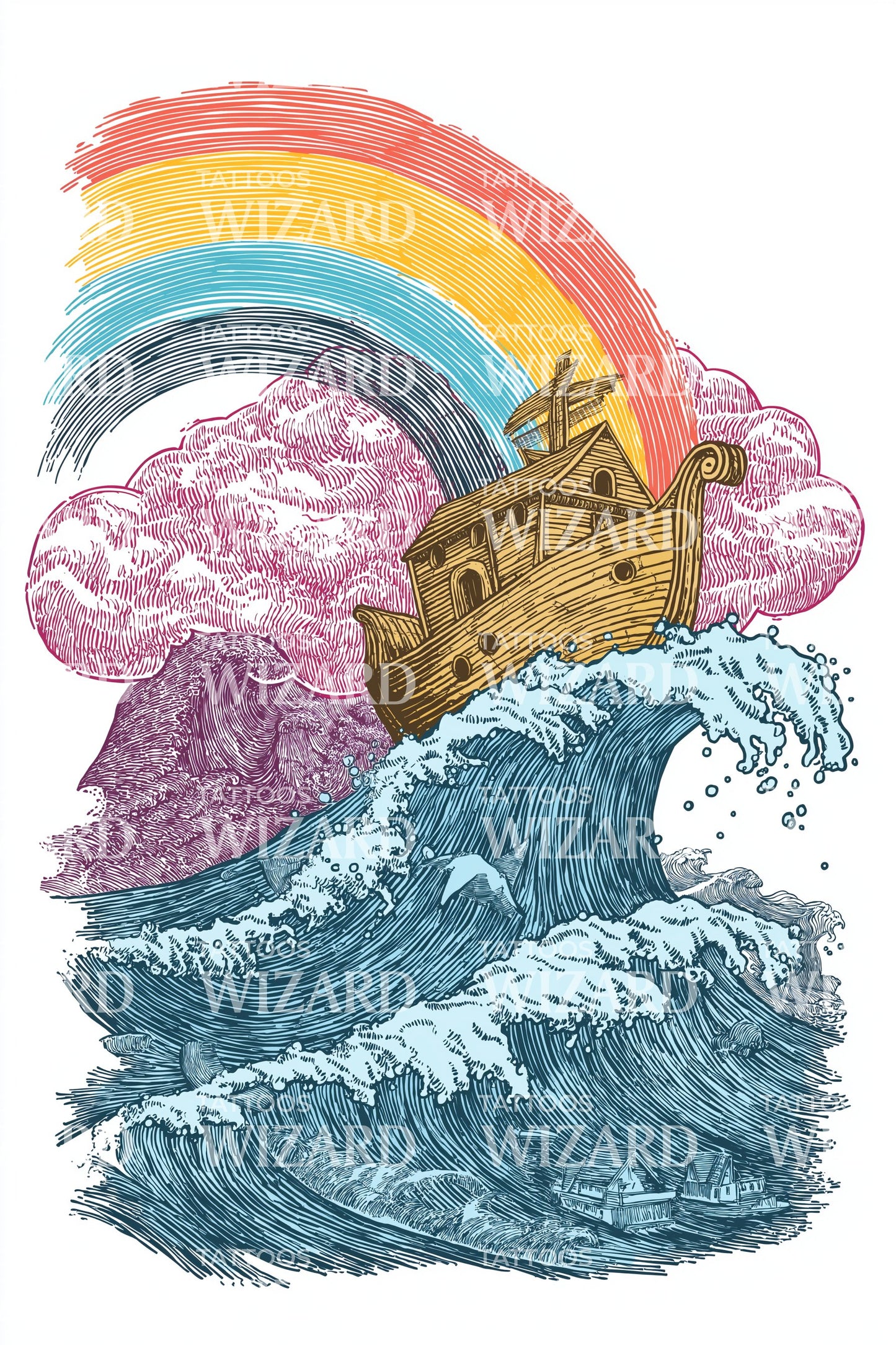 Pink Cloud Ark Tattoo Design