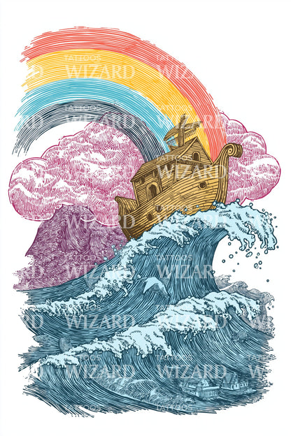 Pink Cloud Ark Tattoo Design